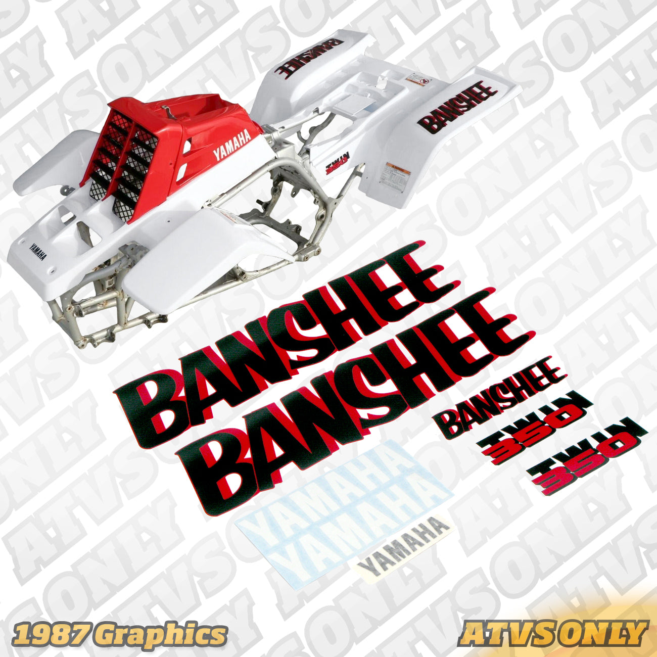 BLACK Yamaha Banshee Aluminum Composite buy Grill For ATV Motocross Dirt Bikes | Choose your own decal color!